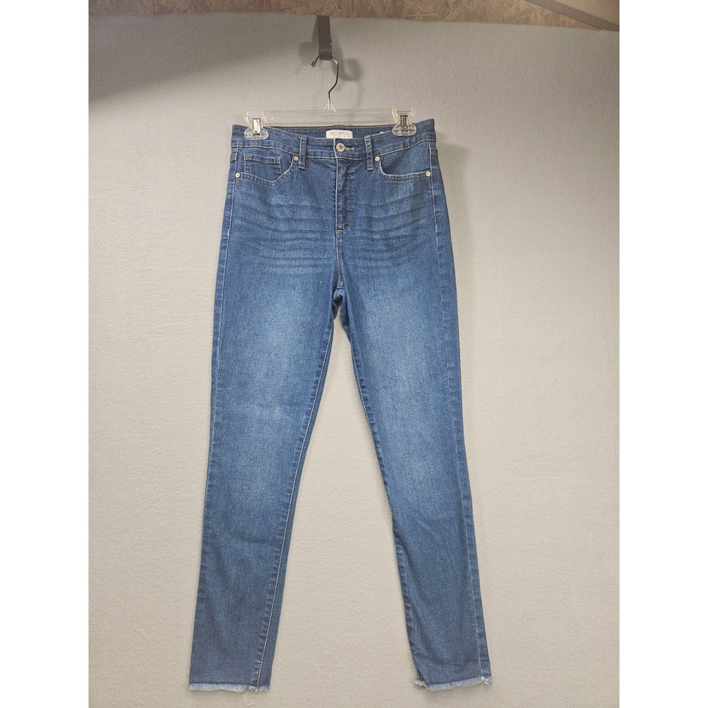 Sofia Jeans by Sofia Vergara Skinny Ankle High Rise Raw Hem Blue Denim 10